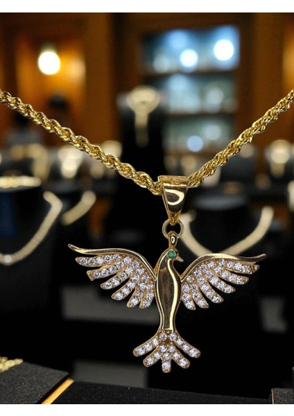 22 Ayar Anka Kuşu Işıltılı Kolye Ucu