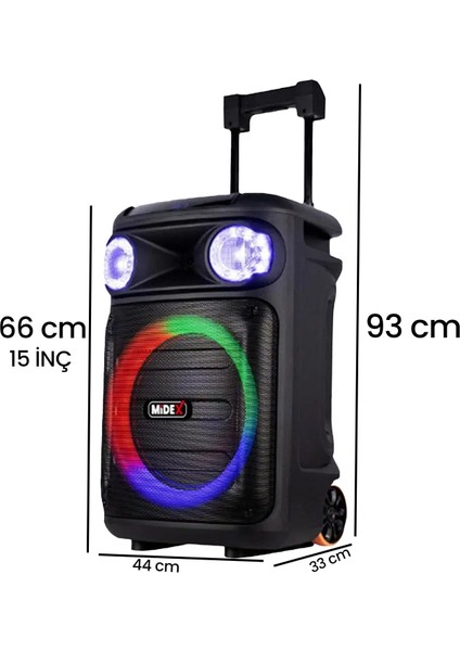 MXR-1300 Mikrofonlu Şarjlı Portatif Taşınabilir Ses Sistemi Hoparlör (Akülü 15 Inç 1300 Watt) modelleri