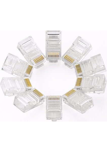 100 Adet - RJ45 Konnektör Network Cat5 Cat6 Jak Jack Ethernet Uç