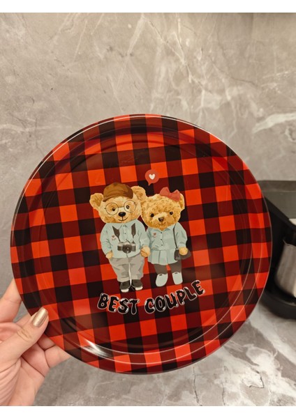 Teddy Bear Ayı Desenli Metal Tepsi