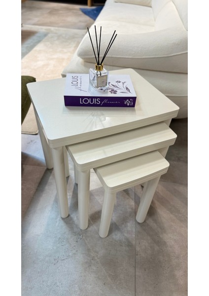 3lü Bohem Zigon Sehpa Full Krem