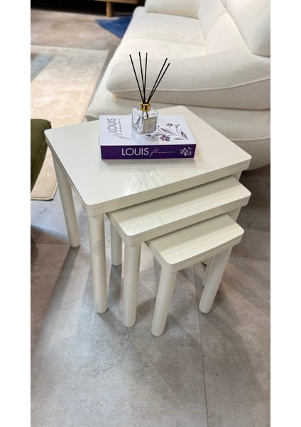 3lü Bohem Zigon Sehpa Full Krem modelleri