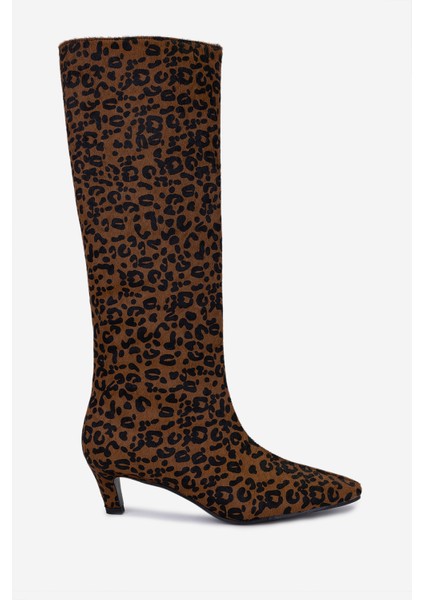 Canapé Kadın Hakiki Deri Leopar Topuklu Çizme 1154 2917 Bn Czm SK25-26 Cuoıo