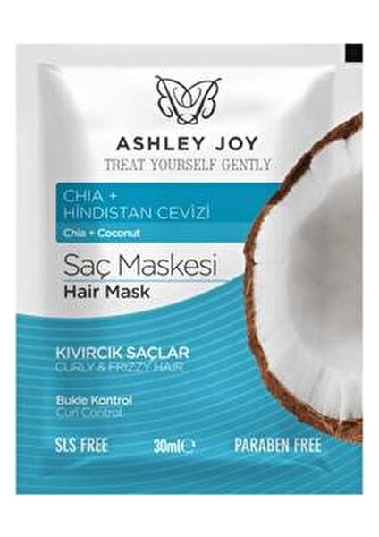 Bukle Kontrol Saç Maskesi 30 ml Kıvırcık Saçlar için Chia ve Hindistan Cevizi İçerir fırsatları