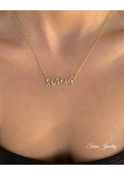 925 Gümüş | 3 Boyutlu Taşlı Istediğini Yazdır Kolye