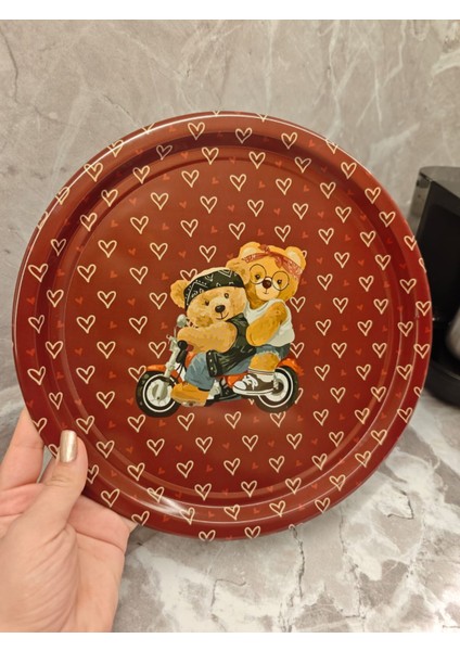 Teddy Bear Ayı Desenli Metal Tepsi