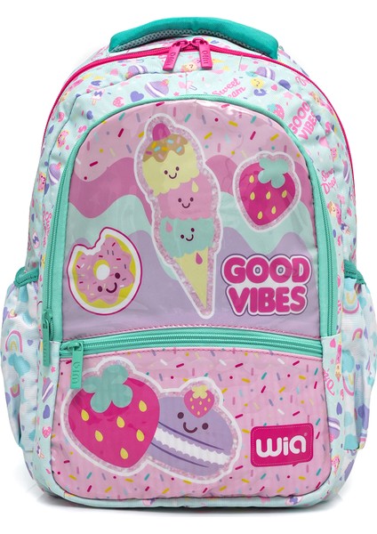 Pembe Dondurma Desenli Kız Çocuk Okul Çanta Seti (3 Parça)