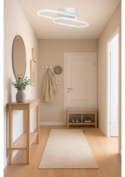 Zzez Beyaz Renk Modern Tasarım Beyaz Ledli Cafe - Mutfak - Salon 2 Li LED Avize modelleri
