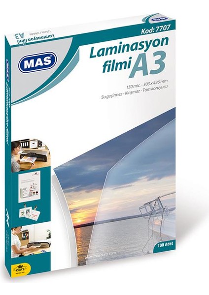 A3 Laminasyon Kaplama Filmi 125 Mikron 100 Adet Suya Dayanıklı ve Parlak Yüzey fiyatları