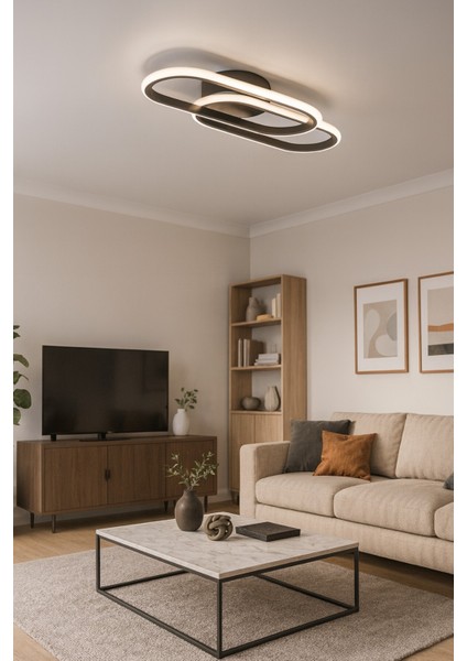 Zzez Gri Renk Modern Tasarım Beyaz Ledli Cafe - Mutfak - Salon 2 Li LED Avize modelleri