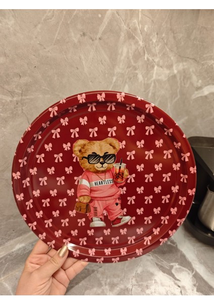 Teddy Bear Ayı Desenli Metal Tepsi