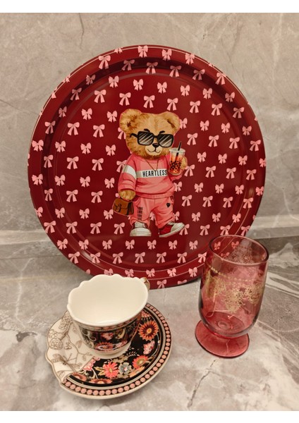 Teddy Bear Ayı Desenli Metal Tepsi modelleri