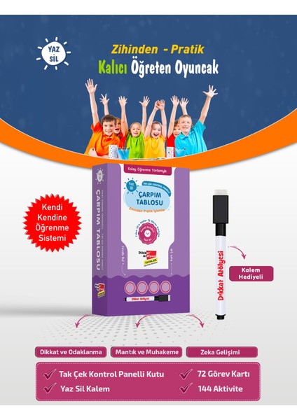 Kolay Öğrenme Yöntemiyle Yaz Sil Çarpım Tablosu