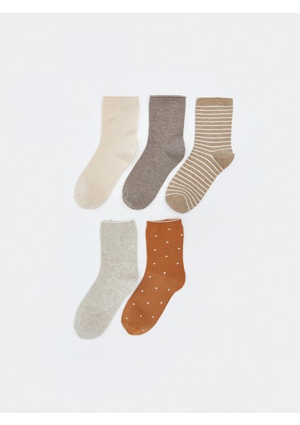 Lcw Dream Bej Desenli Kadın Soket Çorap 5'li