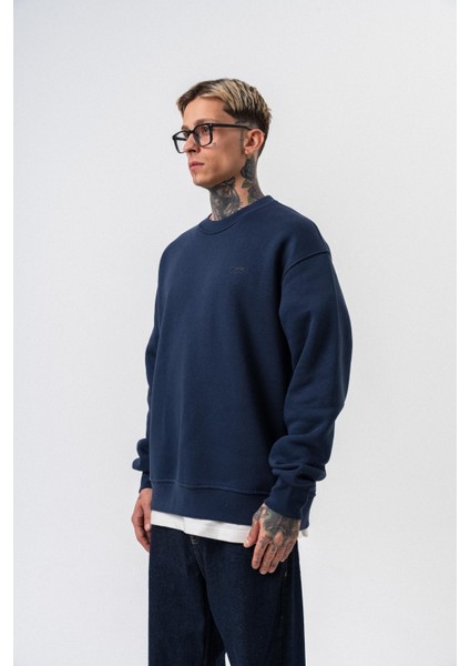 Erkek Respire Yazı Detaylı Basic Oversize Sweatshirt Lacivert fiyatları