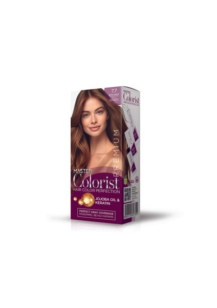 Premium Yarı Kit Set Boya 7.7 Işıltılı Kahve