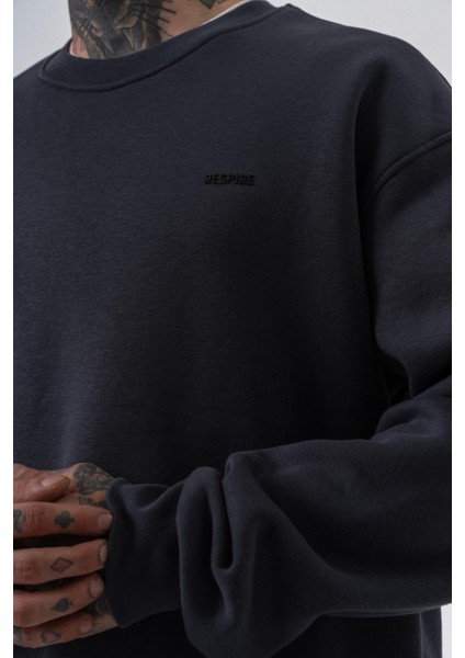 Erkek Respire Yazı Detaylı Basic Oversize Sweatshirt Füme fırsatları
