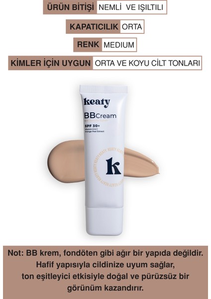 Bb Krem Spf 30+ Medium | Yüksek Kapatıcılık, Leke Karşıtı ve Aydınlık Etki | 50ML fiyatları