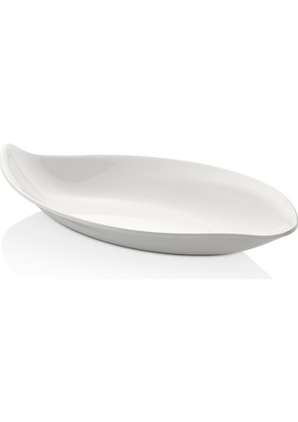 123820.CW - Leaf 2'li Krem Beyaz Oval Tabak Seti 38X20 Cm, Thermoset Melamin