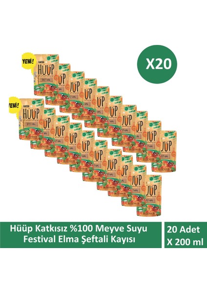 Hüüp Katkısız Karışık Meyve Suyu Elma Şeftali Kayısı x 20 Adet