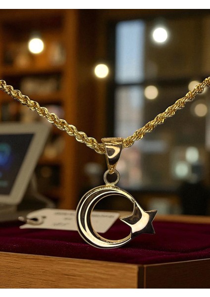 22 Ayar Ay Yıldız Kolye Ucu