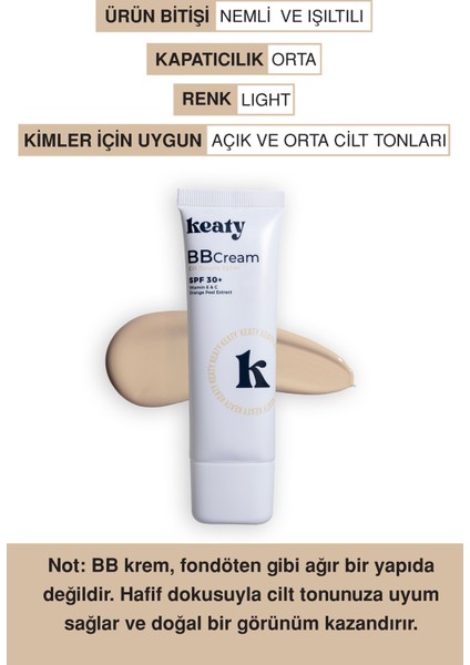 Bb Krem Spf 30+ Light | Yüksek Kapatıcılık, Leke Karşıtı ve Aydınlık Etki | 50ML fiyatları