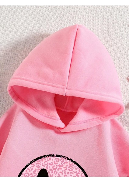 Kız Çocuk Pembe Kapüşonlu Sweatshirt – Emoji Baskılı, Rahat Oversize modelleri