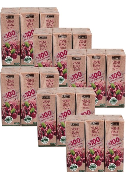 Vişne Elma Suyu %100 Meyve Suyu Oranı Şeker Ilavesiz 36 Adet x 200 ml modelleri