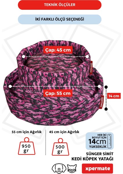 Sünger Simit Küçük Irk Köpek Yatağı ve Kedi Yatağı 45 cm Kamuflaj modelleri