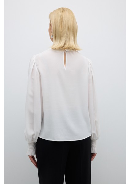 Balon Kol Fırfır Yakalı Bluz Ekru K2613013_049 fiyatları