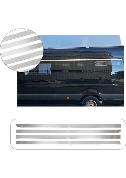 Mercedes Sprinter W907 Uyumlu Krom Cam Üst Çıtası 6 Parça Paslanmaz Çelik