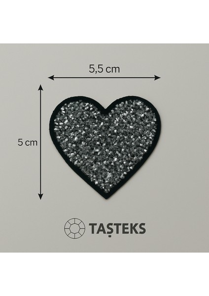 Taşlı Ütülenebilen Veya Sticker Olarak Kullanılabilen Kalp Modeli