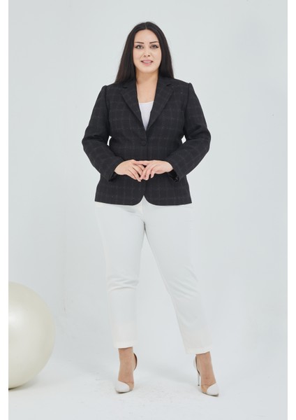 Atelier Kadın Büyük Beden Ekoseli Klasik Ceket modelleri