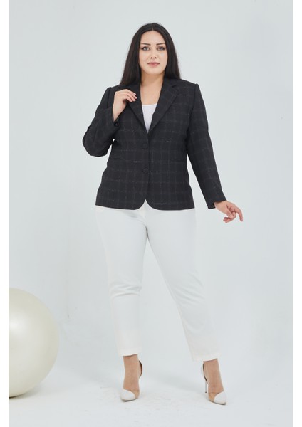 Atelier Kadın Büyük Beden Ekoseli Klasik Ceket fırsatları