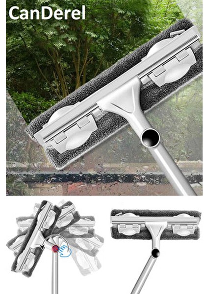 Profesyonel Çift Taraflı Mikrofiber Cam Silme Mopu Yedek Bezli