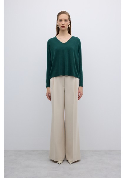 V Yaka Triko Yeşil K2671017_012 fırsatları