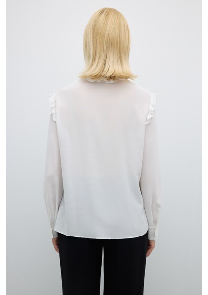 Fırfır Yaka Uzun Kollu Gömlek Ekru K2613504_049 fiyatları