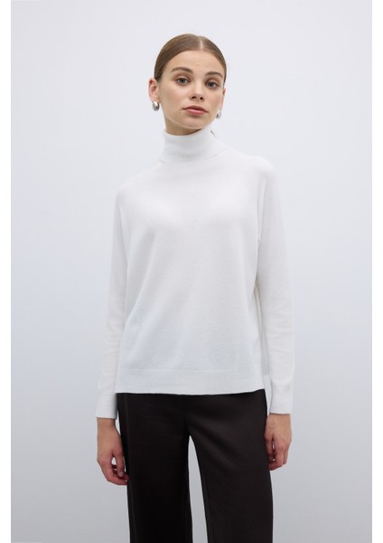 Balıkçı Yaka Triko Kazak Ekru K2671018_049