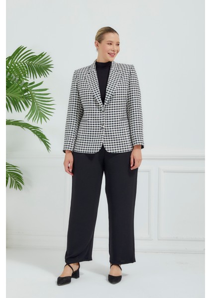 Atelier Kadın Büyük Beden Ekoseli Klasik Ceket modelleri