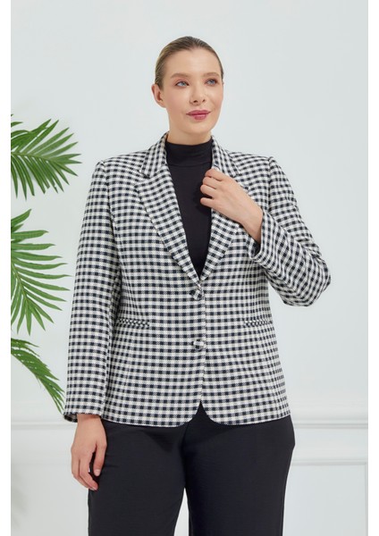 Atelier Kadın Büyük Beden Ekoseli Klasik Ceket indirimleri