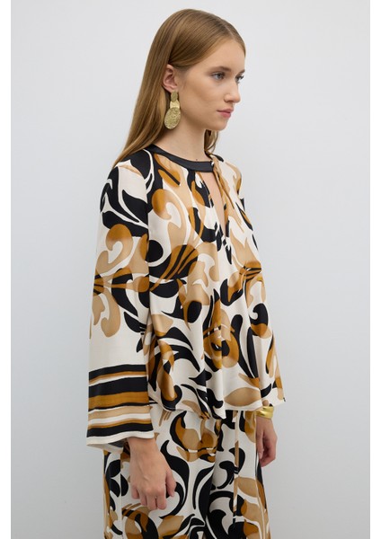 Bisiklet Yaka Desenli Bluz Standart Renk K2652011_089 indirimleri