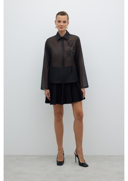 Önden Fermuarlı Taş Işlemeli Ceket Siyah K2613507_001 indirimleri