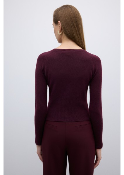 Bisiklet Yaka Triko Bordo K2671016_008 fiyatları