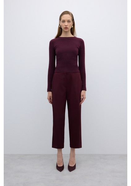 Bisiklet Yaka Triko Bordo K2671016_008 modelleri