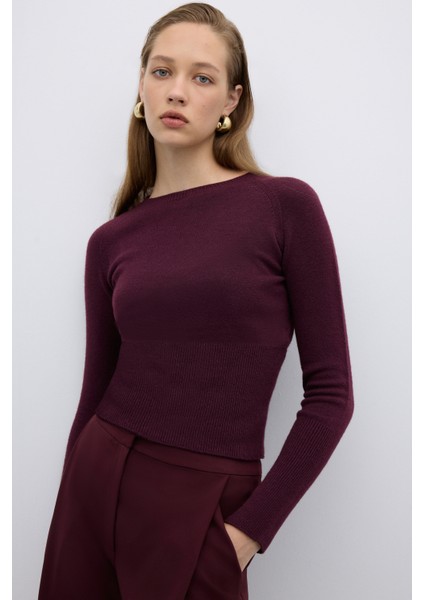 Bisiklet Yaka Triko Bordo K2671016_008 fırsatları