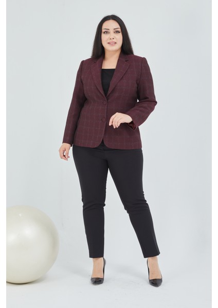 Atelier Kadın Büyük Beden Ekoseli Klasik Ceket modelleri