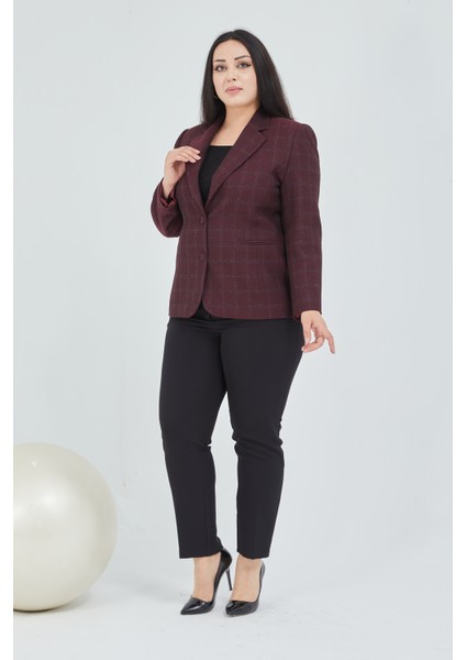 Atelier Kadın Büyük Beden Ekoseli Klasik Ceket fırsatları