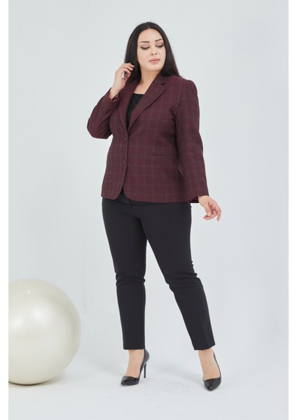 Atelier Kadın Büyük Beden Ekoseli Klasik Ceket indirimleri