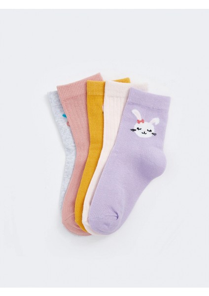 Lcw Baby Lila Baskılı Kız Bebek Soket Çorap 5'li modelleri