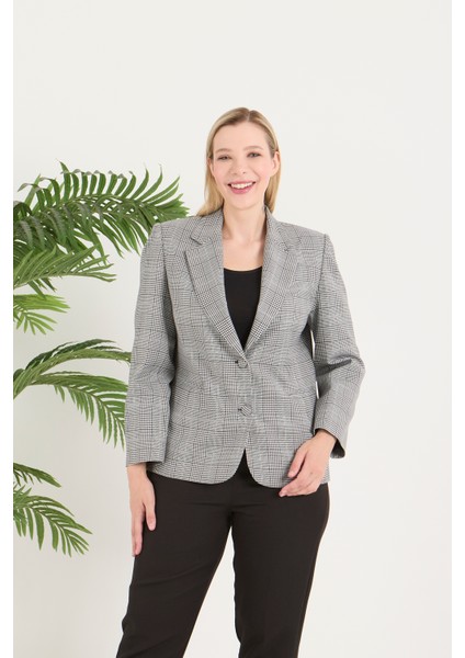 Atelier Kadın Büyük Beden Ekoseli Klasik Ceket modelleri